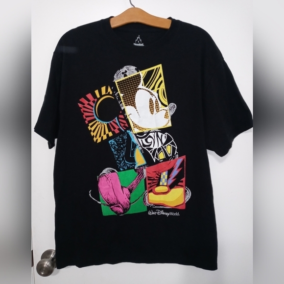 Hanes Walt Disney World Disneyland Short Sleeve Colorblock Mickey T Shirt LG - Picture 1 of 5